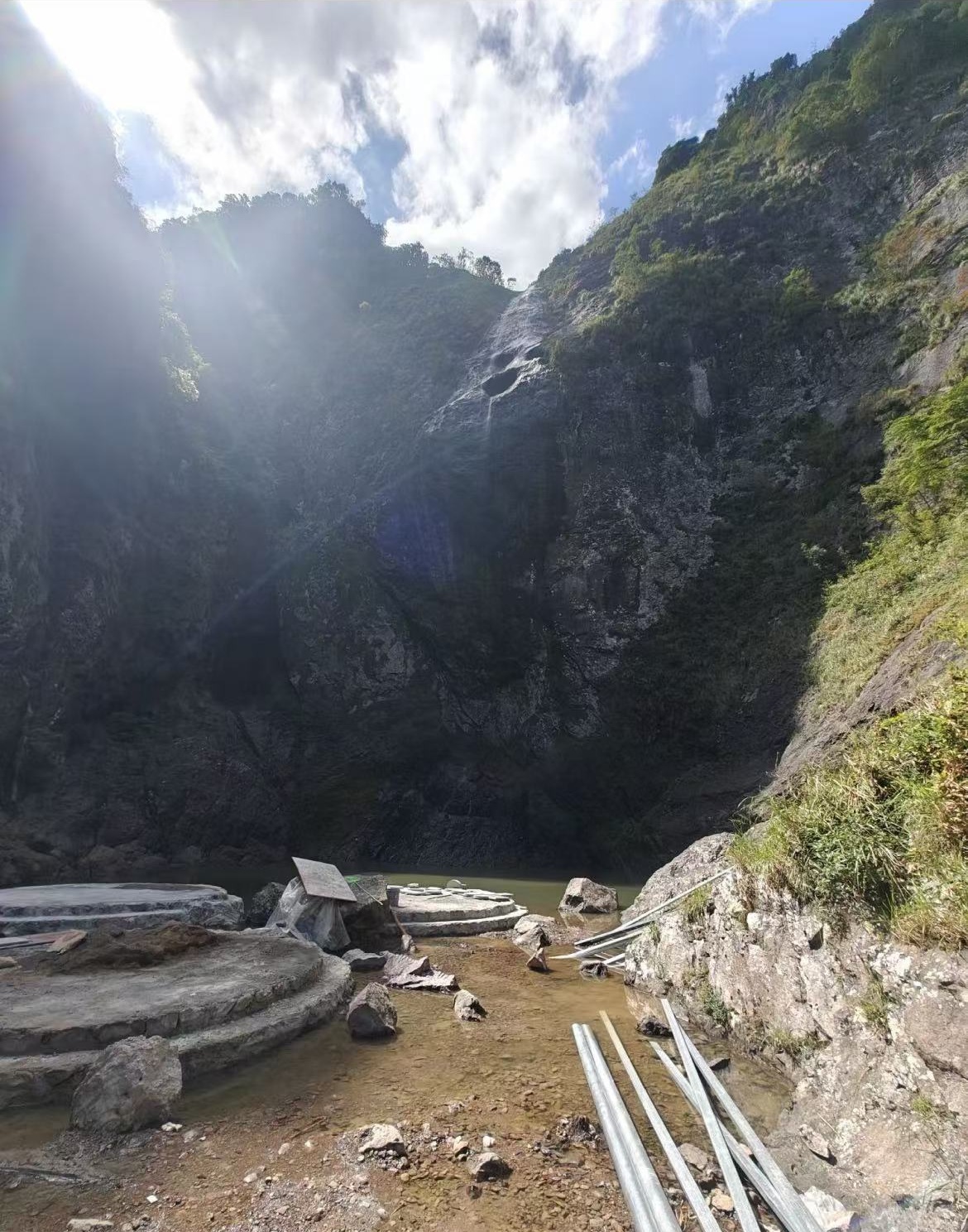 Водопад крупным планом, водяные брызги