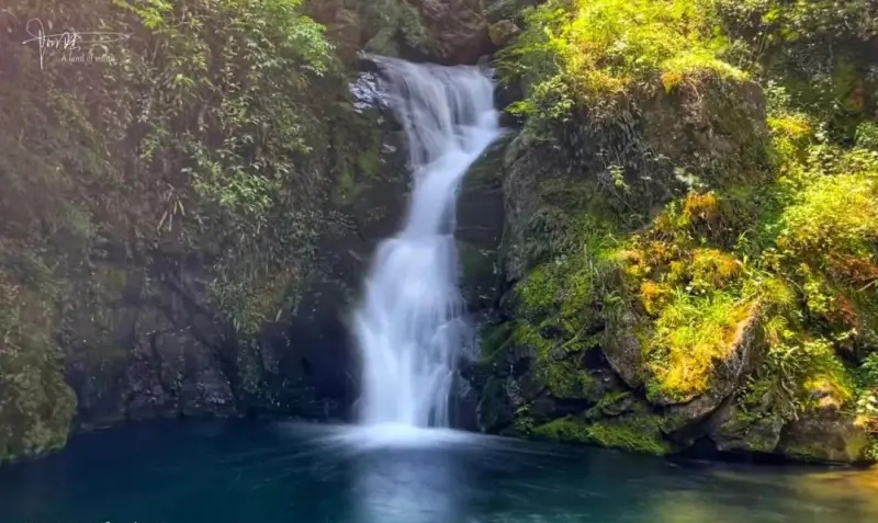 Водопад Лунтань, каскады среди зелени